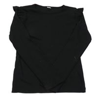 Čierne rebrované tričko s volánikmi Zeeman