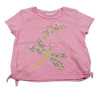 Ružové crop tričko s vážkami Kids