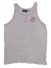 Svetloružová -biely pruhovaný top s nápisom Lupilu