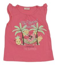 Korálové tričko s palmami Infinity