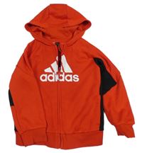 Červeno-černá propínací mikina s logem a kapucí Adidas