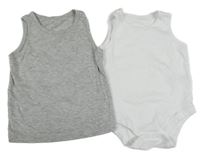 2set - Bílé body + šedý nátělník 