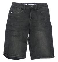 Tmavošedé riflové slim fit kraťasy s prošoupáním H&M