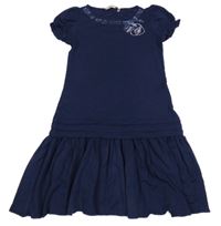 Tmavomodré ľahké šaty s kamienkami Miss Blumarine