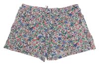 Biele kvetované bavlnené kraťasy s volánikmi H&M