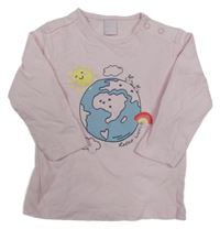 Světlerůžové triko s planetou Dopodopo