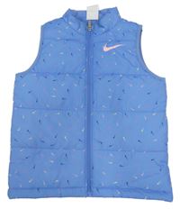 Modrá šušťáková prešívaná zateplená vesta s logy Nike
