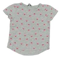 Sivé melírované tričko s ružovými srdiečkami E-Vie Angel