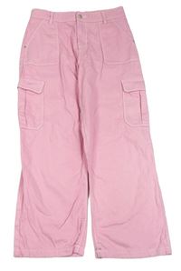 Růžové cargo wide leg rifle PRIMARK