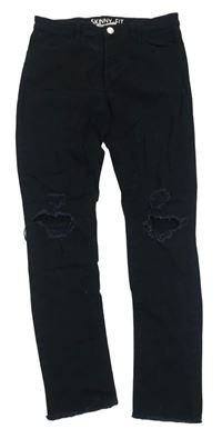 Čierne skinny fit rifle s děravými koleny H&M
