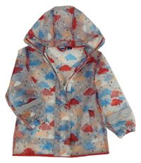 Průhledná pláštěnka s obláčikmi  a kapucňou lupilu