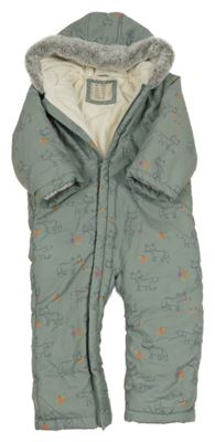 Khakišedá šušťáková zimná kombinéza s liškami a kapucňou s kožešinou John Lewis