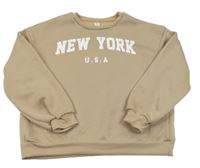 Béžová tepláková mikina s nápismi SHEIN