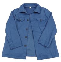 Modro/tmavomodrá flaušová košeľová bunda SHEIN