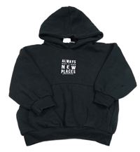 Čierna oversize mikina s nápismi a vreckom a kapucňou ZARA