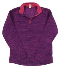 Tmavomodro/růžová melírovaná fleecová funkčná mikina s logom Quechua