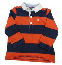 Červeno-tmavomodrá pruhovaná mikina s golierikom MAINE