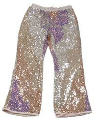 Pudrovo-tmavofialové flitrové podšité nohavice H&M