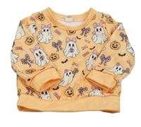 Svetlooranžová mikina s duchy a dýněmi SHEIN