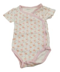 Bielo-svetloružové zavinovací body s plameňáky ORCHESTRA