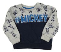 Světlešedo/melírovano-tmavomodrá mikina s Mickey Disney