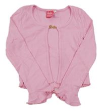 Růžové žebrované propínací bolérko s volánikmi Barbie