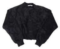 Čierny chlpatý oversize crop prepínaci sveter CUBUS AS