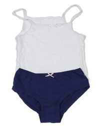 2set - Bílá košilka + tmavomodré kalhotky Primark 