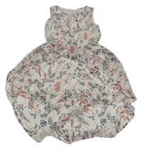 Smotanové šifónové šaty s kvietkami H&M