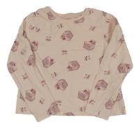 Světlepudrové crop tričko s dortíky a mašľami PRIMARK