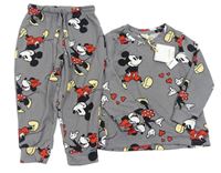 Sivé úpletové pyžama s Mickeym a Minnie