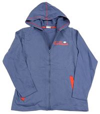 Tmavomodrá prepínaci mikina s nápisom a kapucňou Cool&Yloung