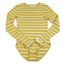 Hořčicovo-bílé pruhované žebrované úpletové body Zara