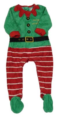 Zeleno-červeno-bílý sametový overal - elf
