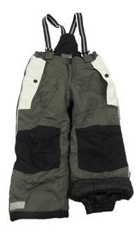 Tmavošedo-černo-bílé šusťákové oteplovačky s kšandami H&M