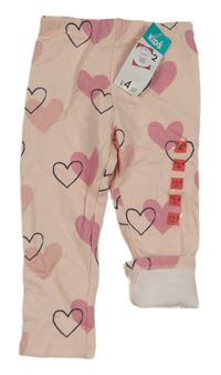 Nové - Růžové teplé legíny se srdíčky Matalan