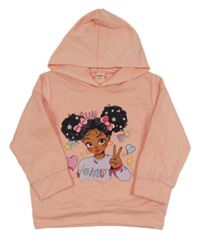 Ružová ľahká mikina s dívkou a kapucňou