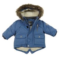 Modrá šusťáková zimní bunda s kapucí Primark