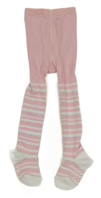 Růžovo-bílo-stříbrné pruhované punčocháče Primark