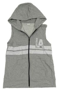 Sivá melírovaná tepláková prepínaci vesta s písmeny s pruhmi a kapucňou F&F