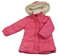 Tmavoružová prešívaná šušťáková zimná bunda s hviezdami a kapucňou So Cute