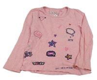 Ružové melírované tričko s obrázky s flitrami Staccato