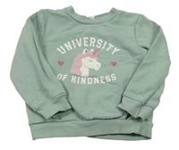 Zelenošedá mikina s jednorožcom Topolino