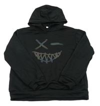 Čierna mikina so smajlíkom a kapucňou Shein