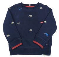 Tmavomodrá mikina s výšivkami zvířaty a dinosaurů Joules