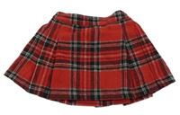 Červeno-čierno-sivá kockovaná vlnená sukňa Next