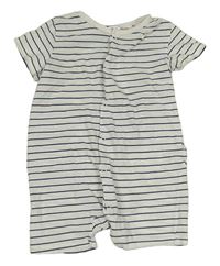 Bílo-tmavomodrý pruhovaný bavlněný kraťasový overal H&M