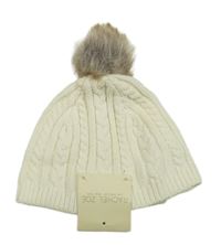 Nové - Smetanová pletená čepice s bambulí Rachel Zoe