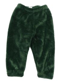 Tmavozelené chlpaté tepláky Shein