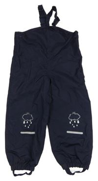 Tmavomodré šusťákové podšité laclové kalhoty s mraky Impidimpi